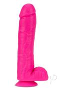 Neo Elite Silicone Dual Density Dildo With Balls 11in - Pink